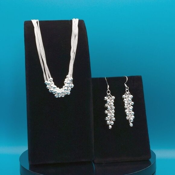 Carly Lyana Multi Strand Beaded Necklace Dangle Earrings Jewelry Set Gift Boxed - Picture 1 of 13